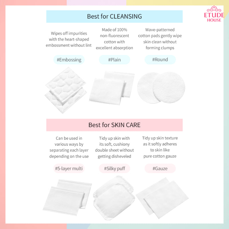  Etude house Cotton Pads #Embossing - Korean-Skincare