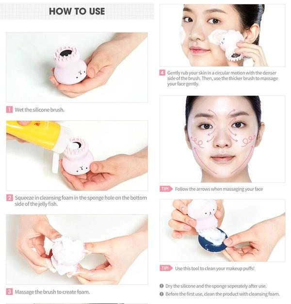 Etude House Exfoliating Jellyfish silicon brush - Korean-Skincare